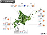 2020年08月28日の北海道地方の実況天気