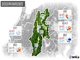 2020年08月28日の長野県の実況天気