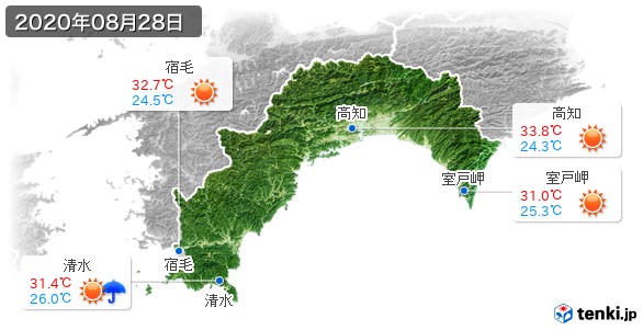 高知県(2020年08月28日の天気