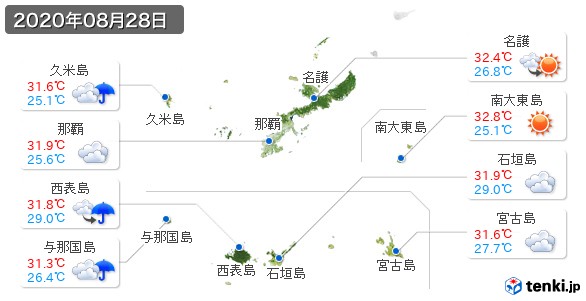 沖縄県(2020年08月28日の天気