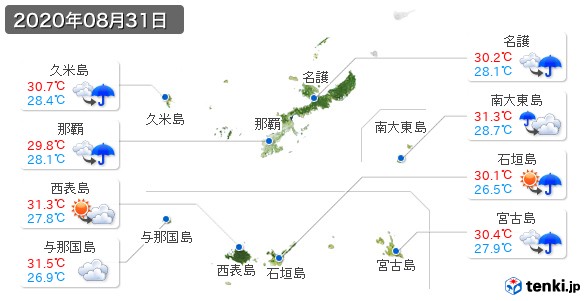 沖縄県(2020年08月31日の天気