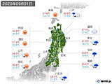 2020年09月01日の東北地方の実況天気