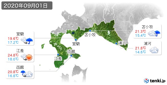 道南(2020年09月01日の天気