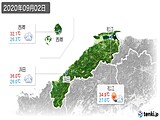 2020年09月02日の島根県の実況天気