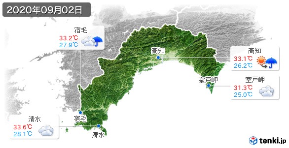 高知県(2020年09月02日の天気