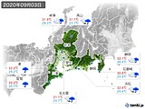 2020年09月03日の東海地方の実況天気