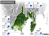 2020年09月03日の静岡県の実況天気