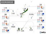 2020年09月03日の沖縄県の実況天気