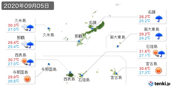 沖縄県(2020年09月05日の天気