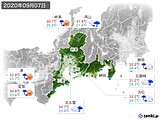 2020年09月07日の東海地方の実況天気