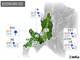 2020年09月10日の道央の実況天気