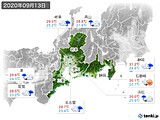 2020年09月13日の東海地方の実況天気