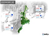 2020年09月13日の三重県の実況天気