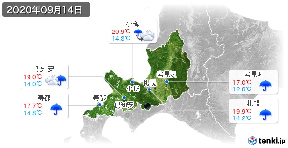 道央(2020年09月14日の天気