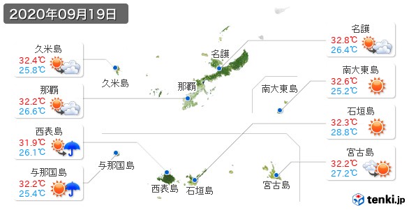 沖縄県(2020年09月19日の天気