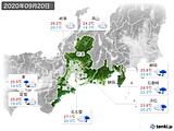 2020年09月20日の東海地方の実況天気