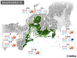 2020年09月21日の東海地方の実況天気