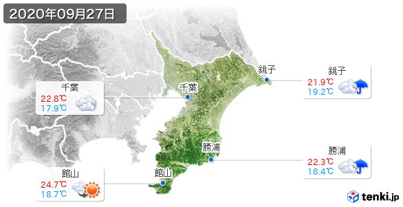 千葉県(2020年09月27日の天気