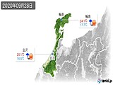 2020年09月28日の石川県の実況天気