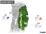 2020年10月01日の岩手県の実況天気