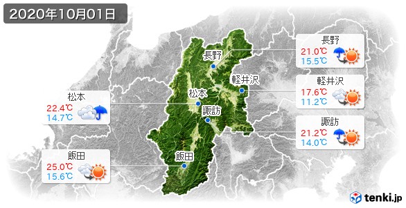 長野県(2020年10月01日の天気