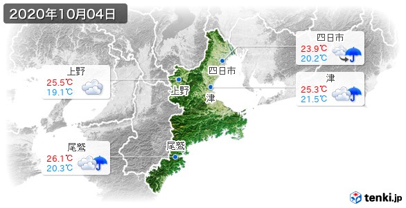 三重県(2020年10月04日の天気