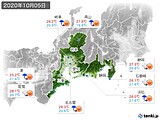 2020年10月05日の東海地方の実況天気