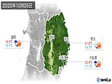 2020年10月05日の岩手県の実況天気