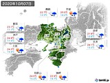 2020年10月07日の近畿地方の実況天気