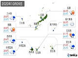 2020年10月09日の沖縄県の実況天気