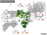 2020年10月12日の近畿地方の実況天気