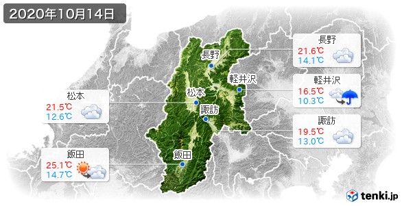 長野県(2020年10月14日の天気