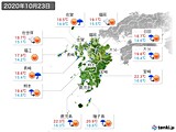 2020年10月23日の九州地方の実況天気