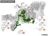 2020年10月25日の東海地方の実況天気