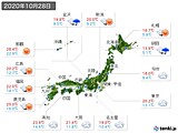 2020年10月28日の実況天気