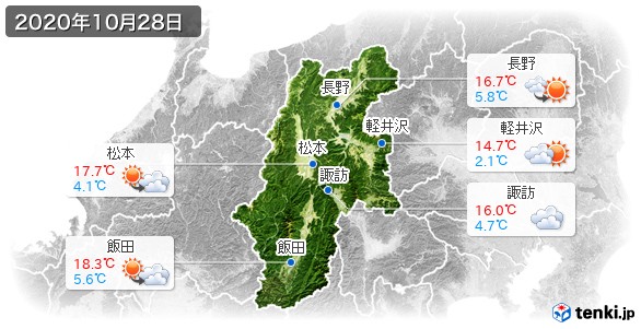 長野県(2020年10月28日の天気