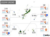 2020年10月29日の沖縄県の実況天気