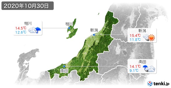 新潟県(2020年10月30日の天気