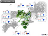 2020年11月02日の近畿地方の実況天気