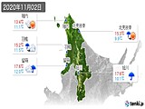 2020年11月02日の道北の実況天気