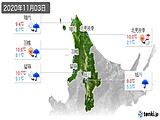 2020年11月03日の道北の実況天気