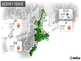 2020年11月04日の三重県の実況天気