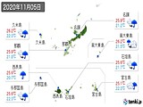 2020年11月05日の沖縄県の実況天気