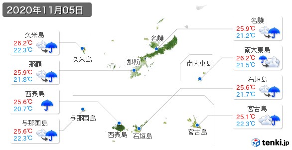 沖縄県(2020年11月05日の天気