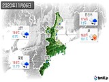 2020年11月06日の三重県の実況天気