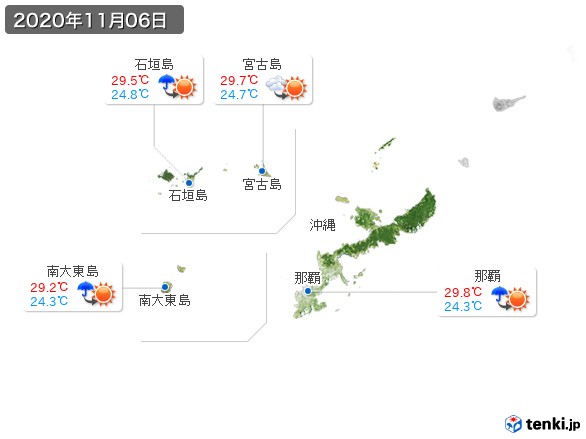 沖縄地方(2020年11月06日の天気