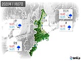 2020年11月07日の三重県の実況天気