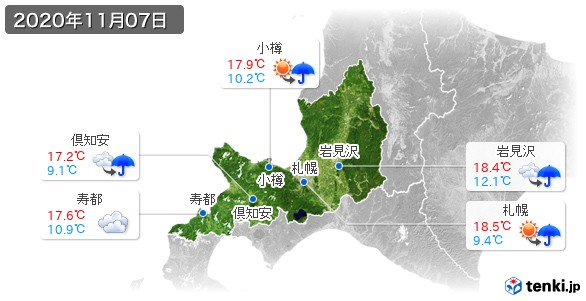 道央(2020年11月07日の天気