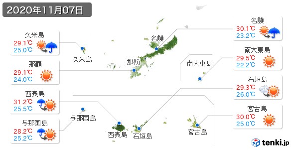 沖縄県(2020年11月07日の天気