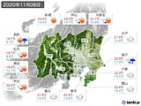 2020年11月08日の関東・甲信地方の実況天気